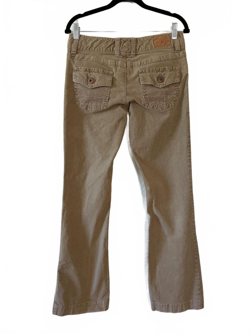 Y2K American Eagle Khaki Pants Womens Size 4 Beige Bootcut Flap Back Pockets
